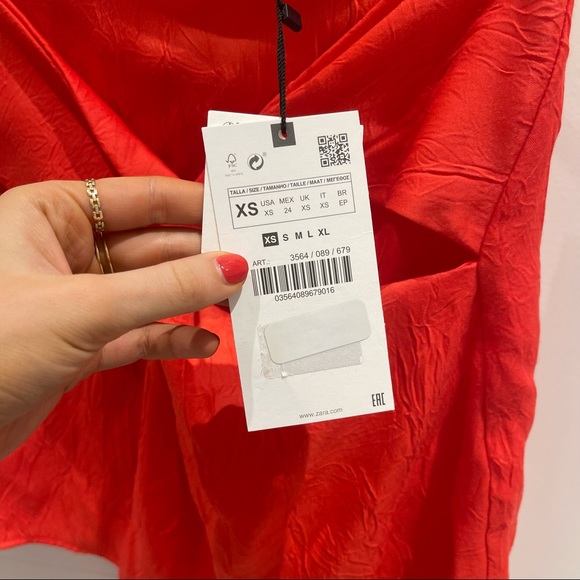 Zara Knotted Satin Skirt in Coral (XS) - Picture 8 of 9